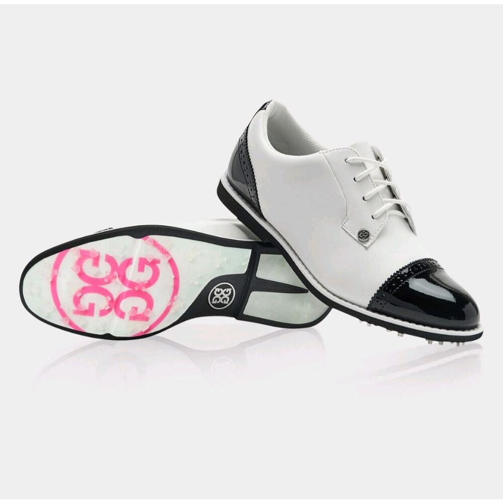 G/Fore Women's White/Black Snow/Onyx Cap Toe Gallivanter Golf Shoe NWOB Size 6.5